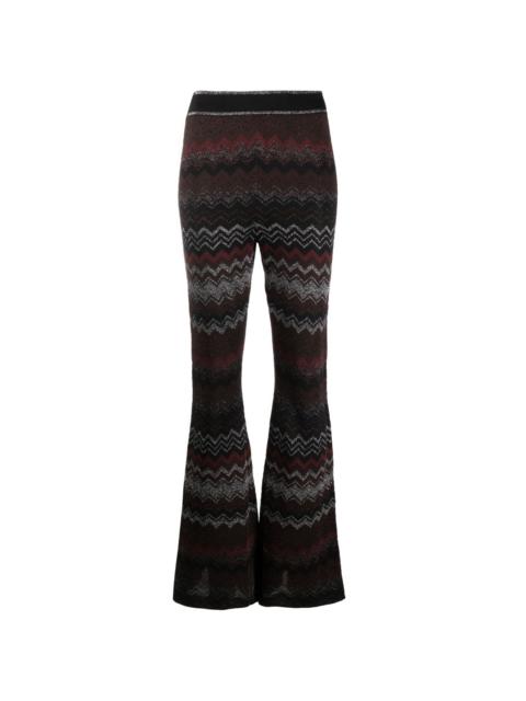 zigzag crochet-knit flared trousers
