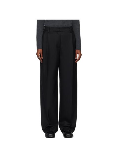 Tonywack Black Pleated Wool Tailored Trousers