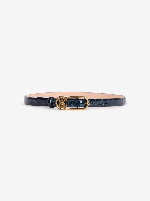 Belt With Crocodile Print And Glitter