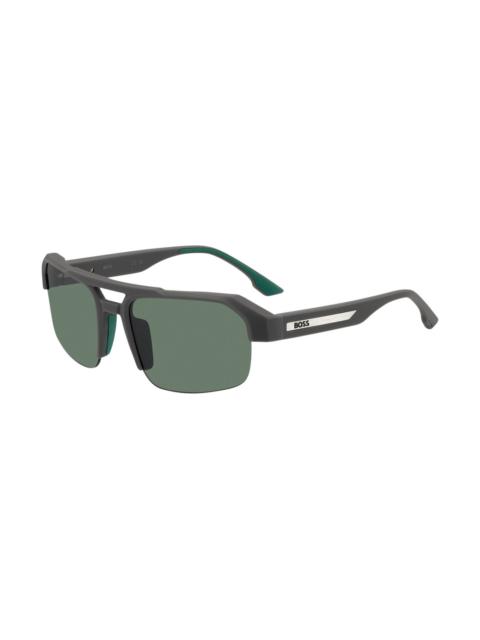 BOSS GRAY SUNGLASSES WITH TEMPLE INSERT AND LOGO
