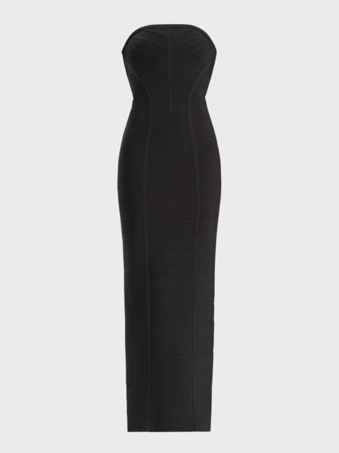 HERVE LEGER Icon Chevron Strapless Bustier Gown