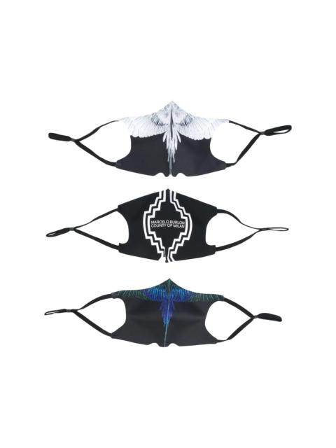 Marcelo Burlon County Of Milan Wings print face masks (pack of 3)