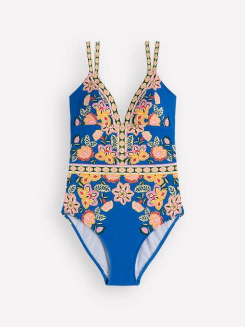 BODEN Arles Swimsuit-Blue, Blossom Elegance