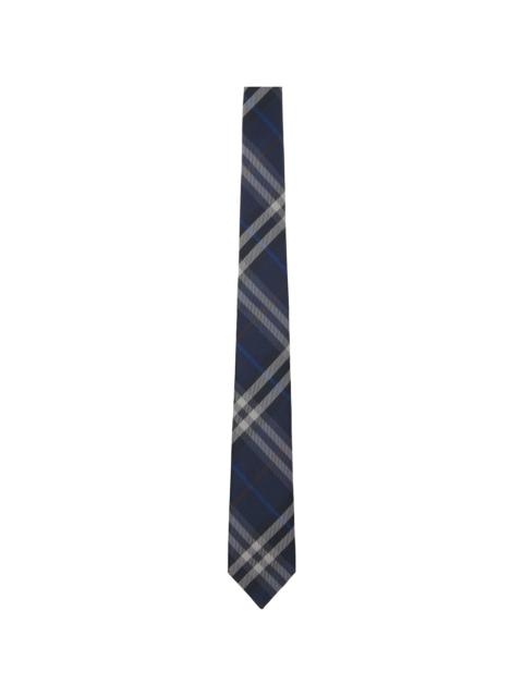 Burberry Navy Check Silk Tie