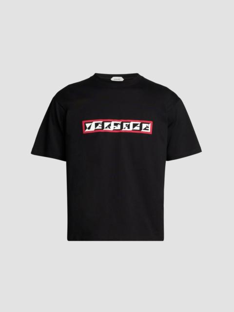 VERSACE Men's Logo Cotton Crewneck T-Shirt - Black