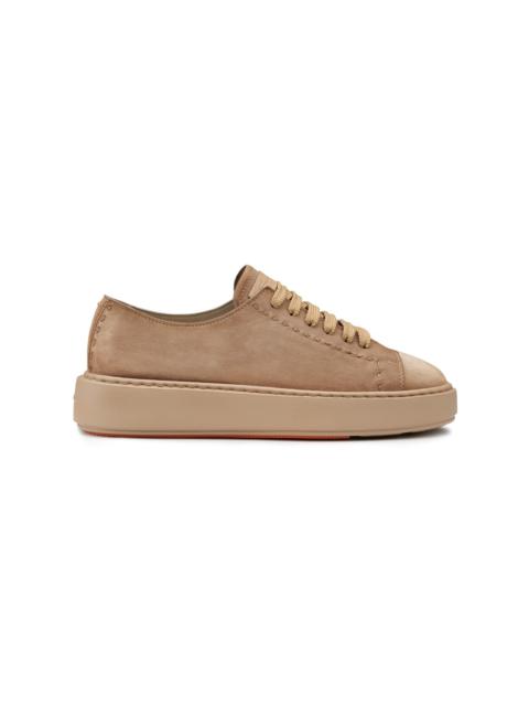Santoni Women's beige suede sneaker