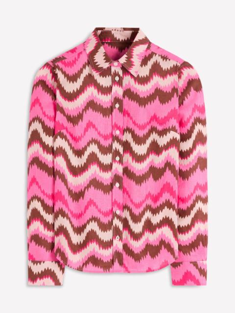 BODEN Sienna Linen Shirt-Pink Punch, Zig Zag Wave