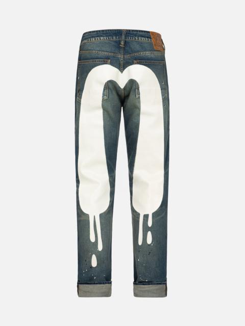 EVISU GRAFFITI DAICOCK PRINT CARROT FIT JEANS #2017