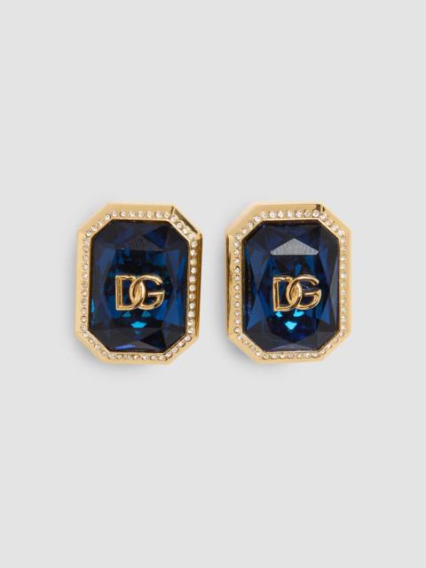 Dolce & Gabbana Women's Goldtone & Glass Crystal Monogram Stud Earrings - Blue