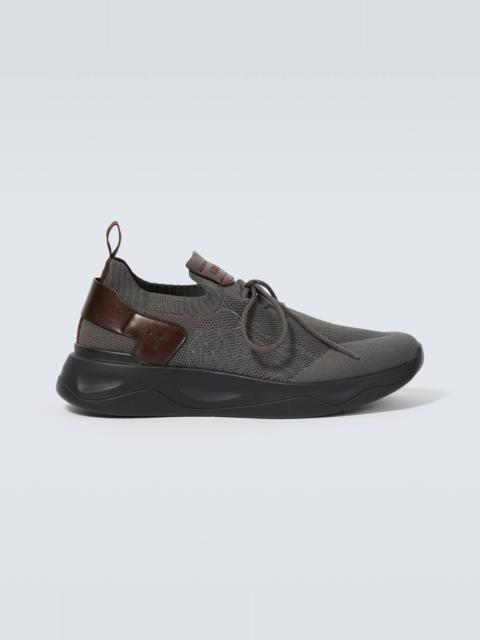 Berluti Embroidered leather-trimmed sneakers