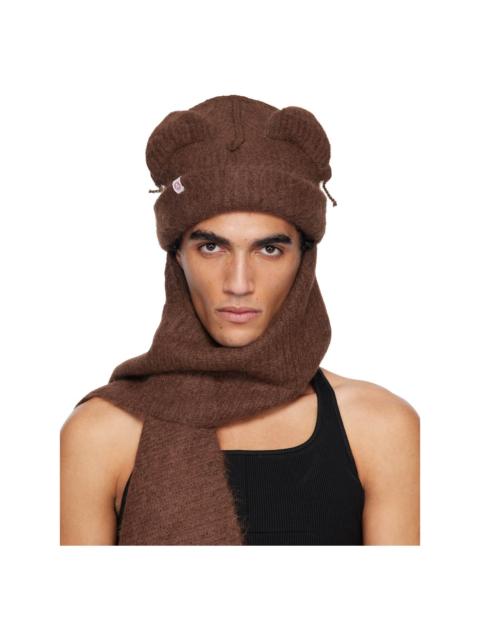 CHARLES JEFFREY LOVERBOY Brown Alpaca Chunky Ears Scarf Beanie
