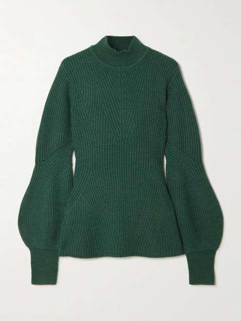Zimmermann Ribbed Wool Peplum Sweater