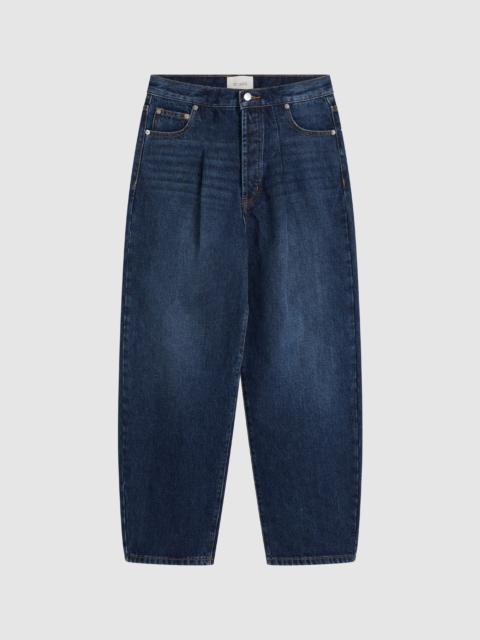 ST. AGNI Mid Rise Pleat Barrel Jeans - Dark Indigo