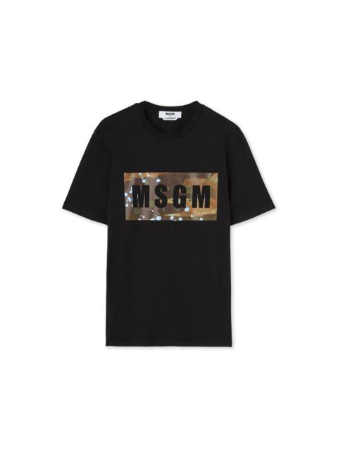 MSGM T-Shirt with box logo camo graphic