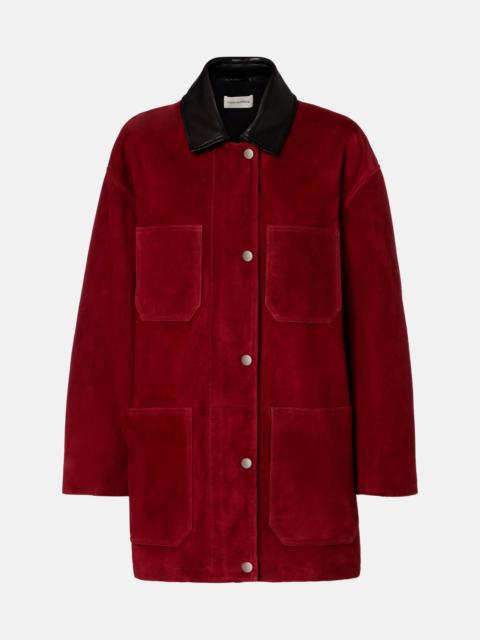 Barn leather-trimmed suede jacket