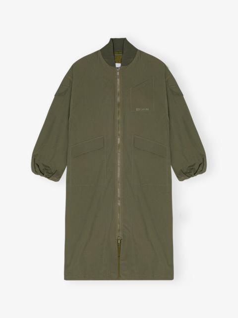GANNI GREEN TECH SEERSUCKER OVERSIZED SHELL COAT
