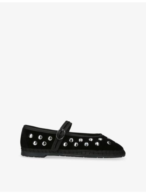 FLABELUS Mae Velvet Mary Jane Flats