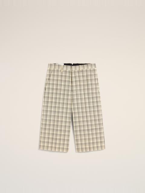 AMI Paris BEIGE CHECKED WOOL WIDE BERMUDA