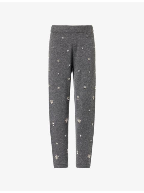 SIMKHAI Kandace Embellished Wool and Cashmere-Blend Jogging Bottoms