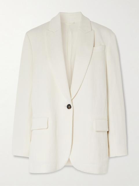 Brunello Cucinelli Single-breasted Herringbone Cotton And Linen-blend Blazer