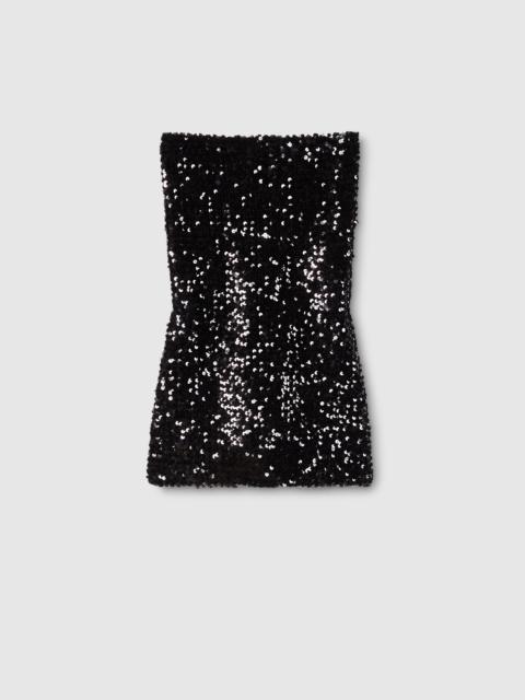 GUCCI Embroidered sequin elastic fabric jumpsuit