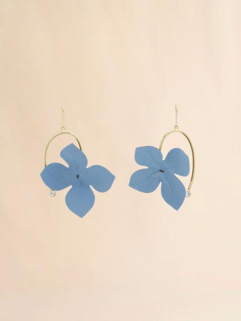 Marni BLUE AND GREEN POPLIN FLOWER HOOK EARRINGS