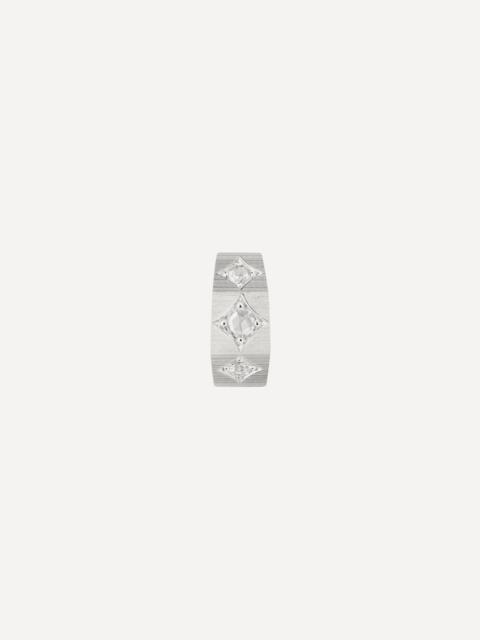 MARIE LICHTENBERG 18ct White Gold Ecrou Diamond Coco Medium Hoop Earring