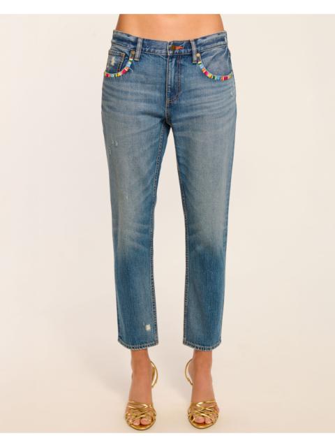 RAMY BROOK Milla Stitched Low-Rise Tapered Jean