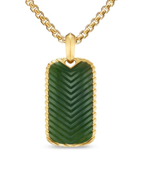 DAVID YURMAN Men's Chevron Tag in 18K Yellow Gold - Nephrite Jade