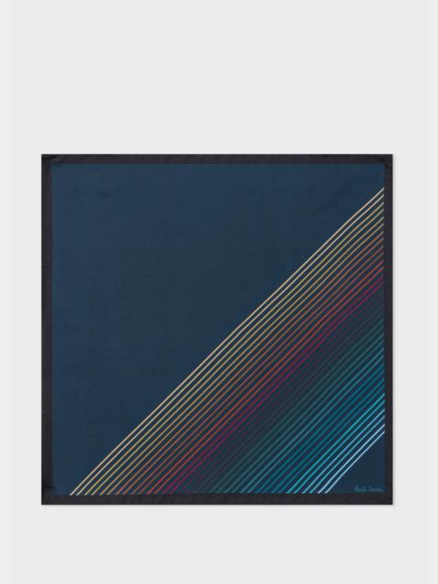Paul Smith Navy Silk Gradient 'Signature Stripe' Pocket Square