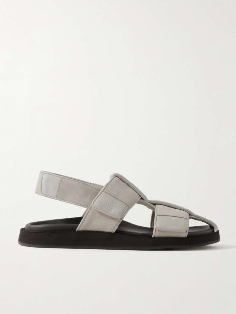 John Lobb Milford Leather-Trimmed Suede Sandals