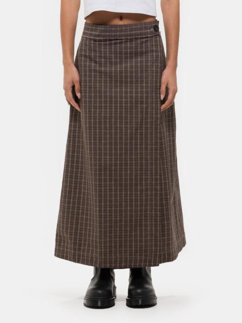 mfpen Classic Wrap Skirt in Brown Linen Check