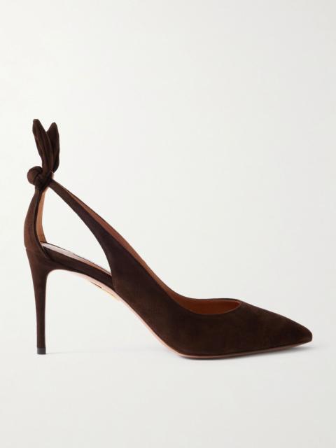 AQUAZZURA Bow Tie 85 suede pumps Dark brown