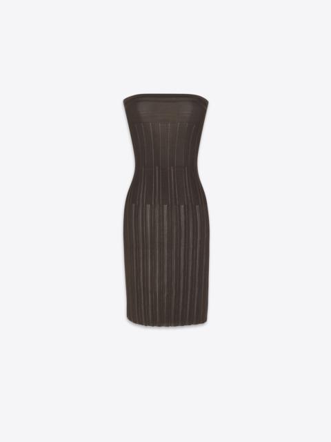 SAINT LAURENT strapless dress in striped knit