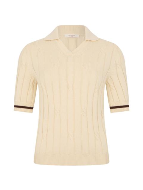 SLOWEAR cable-knit polo shirt