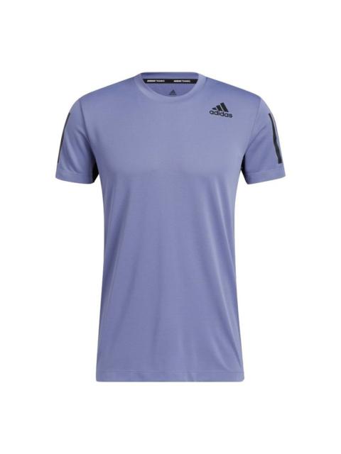 Men's adidas Heat.Rdy Training Sports Running Quick Dry Short Sleeve Light Purple T-Shirt GU0680