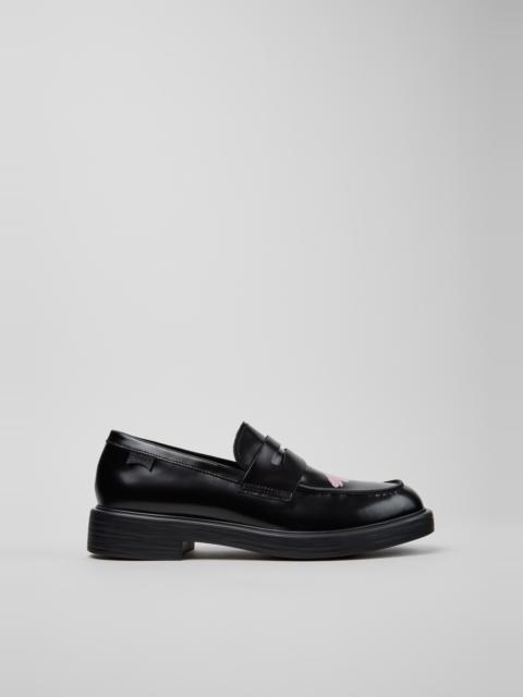 CAMPER Twins Black Leather Moccasins for Men.
