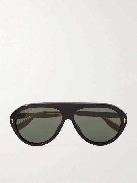 GUCCI Aviator-Style Acetate and Gold-Tone Sunglasses