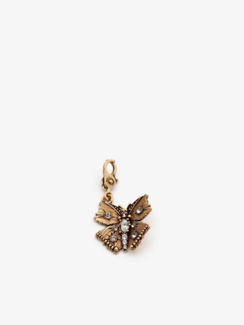 Alexander McQueen Small Butterfly Charm in Antique Gold
