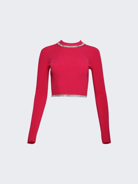 Paco Rabanne Embellished Knit Cropped Top Pink