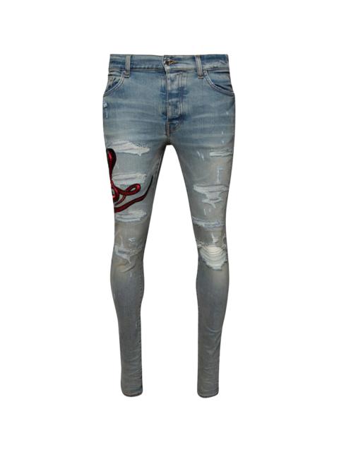 AMIRI Archival Snake Jeans "Clay Indigo / Red" AMDNSY1067 408