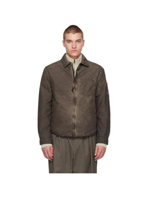 C.P. Company Brown Flatt Nylon Lens Padded Zipped Overshirt