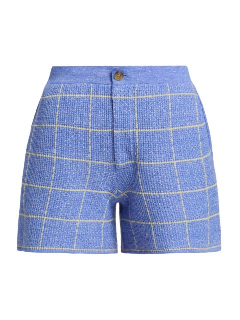 GUEST IN RESIDENCE Women's Windowpane Check Cashmere-Linen Shorts - Delft Blue Butter