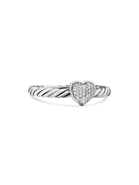 DAVID YURMAN Women's Cable Collectibles Heart Stack Ring in Sterling Silver - Diamond