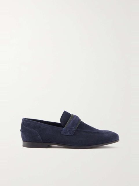 Brunello Cucinelli Bead-embellished suede loafers