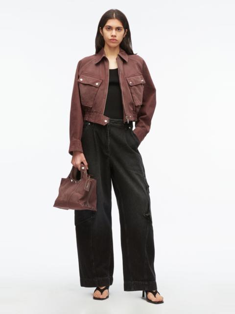 3.1 Phillip Lim Dyed Denim Cropped Bomber Jacket