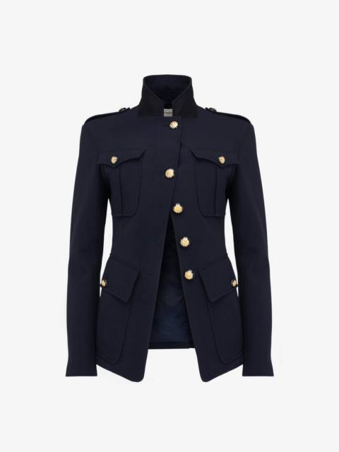 Women's Cutaway Military Jacket in Navy