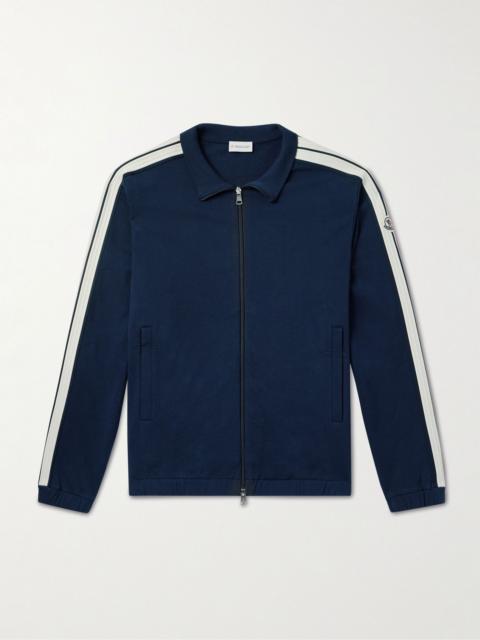 Moncler Striped Cotton-Jersey Track Jacket Navy