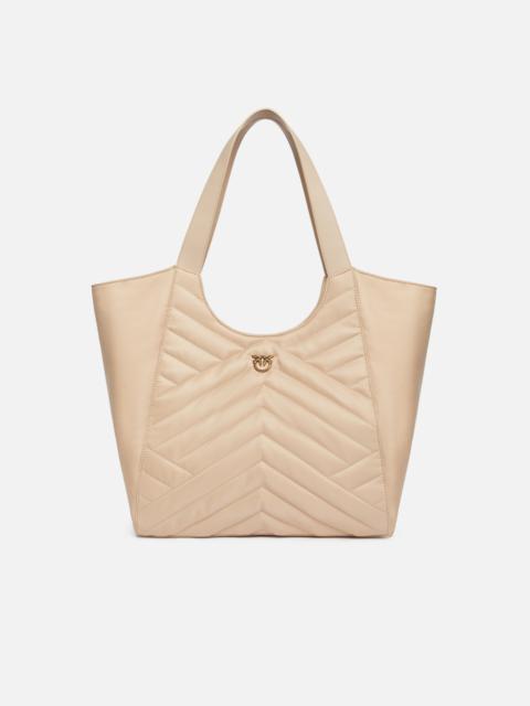 トートバッグ PINKO beach shopper in salt-and-pepper recycled canvas PINKO BEACH SHOPPER IN SALT-AND-PEPPER RECYCLED CANVAS