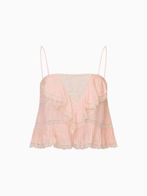 LoveShackFancy Ondeline Silk Lace Ruffle Cami